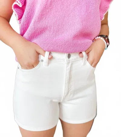 Just Usa High Waist Denim Shorts In White