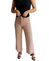 Just Usa Lena Wide Cropped Leg Pants In Light Taupe In Multi