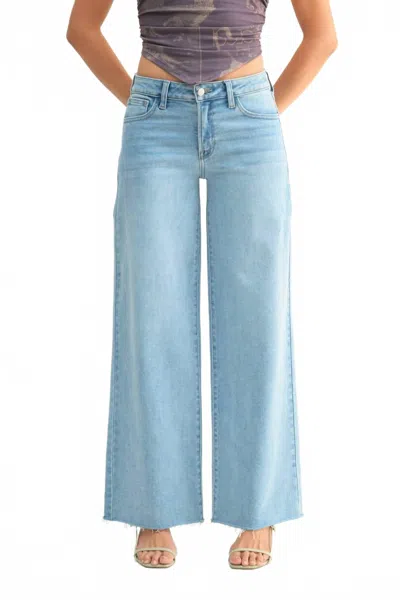 Just Usa Relaxed Wide Leg Jeans In Light Denim In Blue