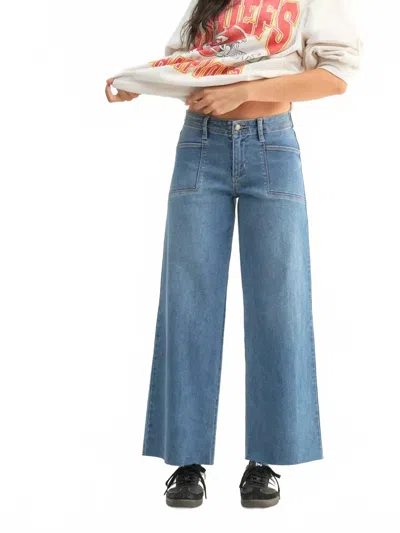 Just Usa Slim Wide Leg Jean In Medium Denim In Blue