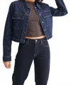 Just Usa Snap Button Jacket In Dark Denim In Blue