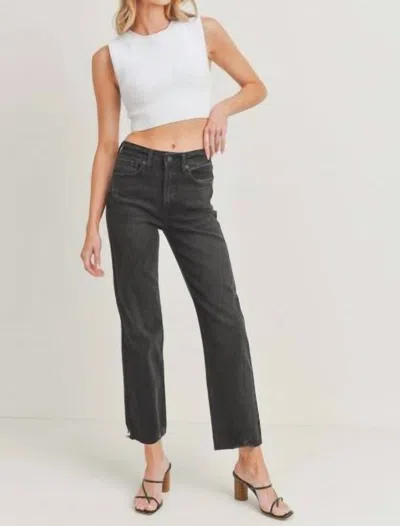 Just Usa Straight Leg Jeans In Washed Black