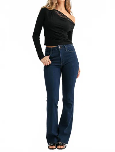 Just Usa The Mid Rise Slim Bootcut Jeans In Dark Denim In Blue