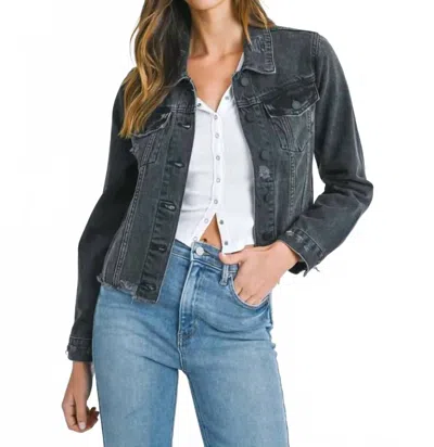 Just Usa Vintage Distressed Jacket In Washed Black In Blue