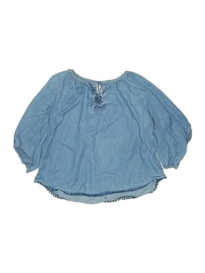 Pre-owned Justice Kids' 3/4 Sleeve Blouse In Blue