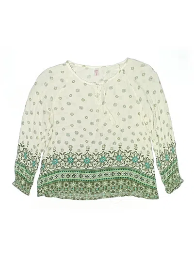 Pre-owned Justice Kids' 3/4 Sleeve Blouse In Green
