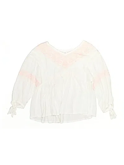 Pre-owned Justice Kids' 3/4 Sleeve Blouse In Ivory