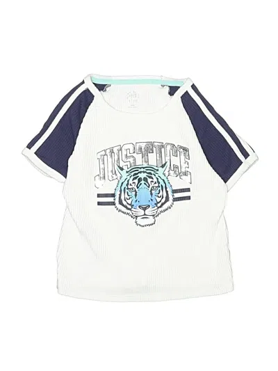 Pre-owned Justice Kids' 3/4 Sleeve Top White Crew Neck Tops