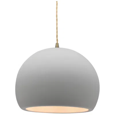 Justice Design 10"w Bisque Frame Antique Brass Globe Beige Twisted Cord Led Pendant