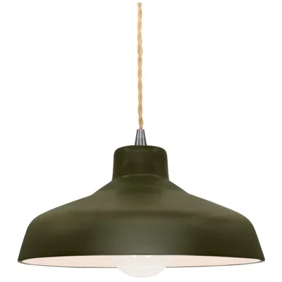 Justice Design 11.5"w Matte Green Frame Nickel Small Loft Beige Twisted Led Pendant