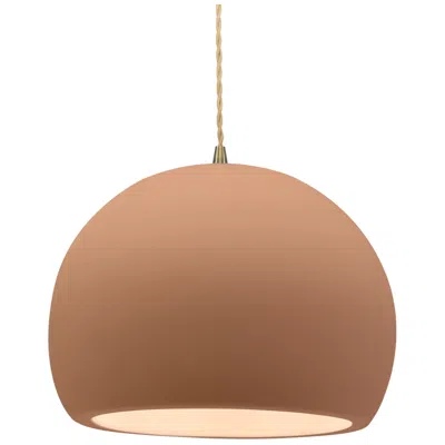 Justice Design 12.25"w Adobe Frame Antique Brass Large Globe Twisted Cord Led Pendant