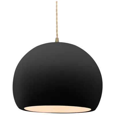 Justice Design 12.25"w Carbon Frame Antique Brass Large Globe Twisted Cord Led Pendan