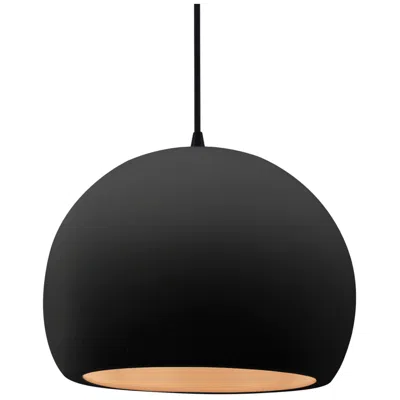 Justice Design 12.25"w Carbon/gold Frame Matte Black Large Globe Black Cord Pendant