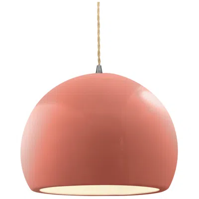 Justice Design 12.25"w Gloss Blush Frame Nickel Large Globe Beige Twisted Cord Led Pe