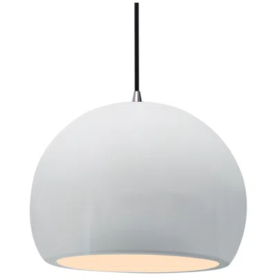 Justice Design 12.25"w Gloss White Sided Frame Nickel Large Globe Black Cord Pendant