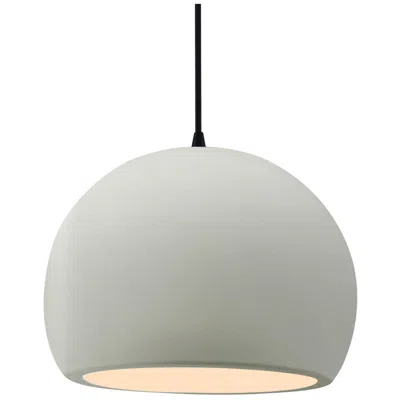 Justice Design 12.25"w Matte White Frame Matte Black Large Globe Black Cord Pendant