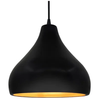 Justice Design 13.5"w Carbon/gold Frame Matte Black Large Droplet Black Cord Pendant