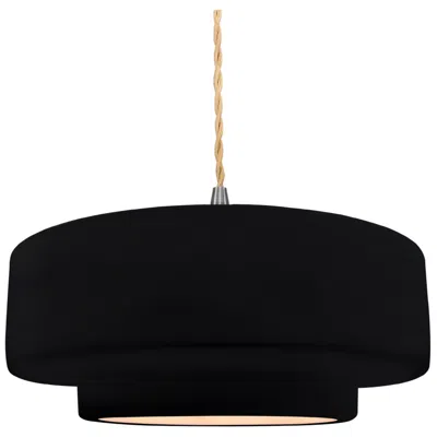 Justice Design 14.5"w Gloss Black/white Frame Nickel Tier Beige Twisted Led Pendant
