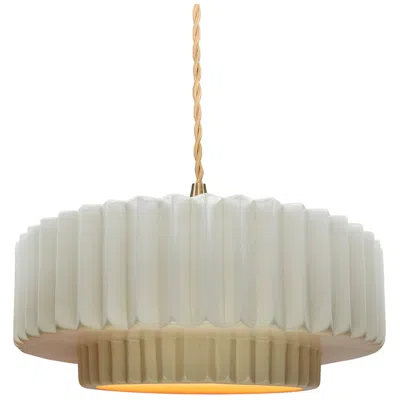 Justice Design 14.5"w White/gold Frame Brushed Brass Tier Pleated Twisted Led Pendant