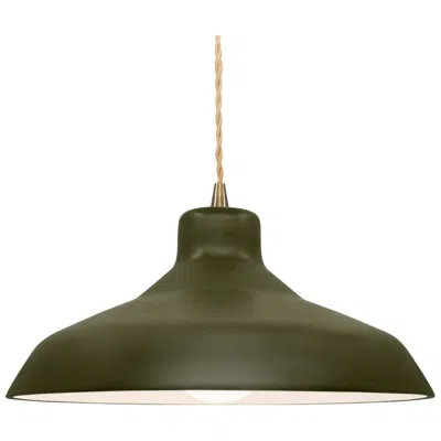 Justice Design 15.5"w Matte Green Frame Antique Brass Large Loft Beige Twisted Led Pe