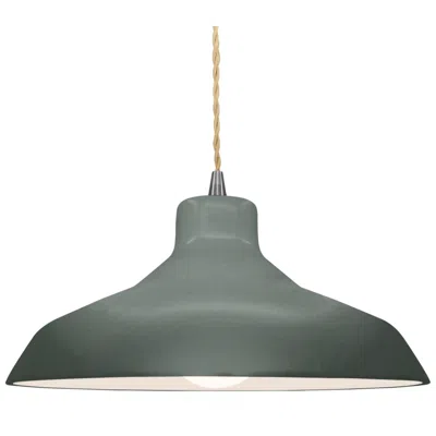 Justice Design 15.5"w Pewter Green Frame Nickel Large Loft Beige Twisted Led Pendant