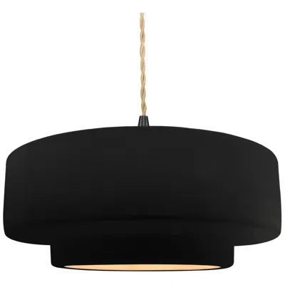 Justice Design 16.25"w Carbon/gold Frame Matte Black Large Tier Beige Twisted Led Pen