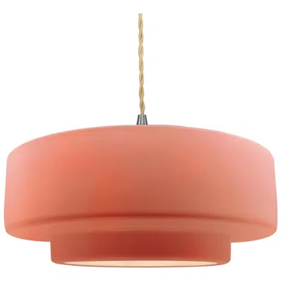 Justice Design 16.25"w Gloss Blush Frame Nickel Large Tier Beige Twisted Led Pendant