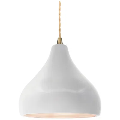Justice Design 8"w Bisque Frame Antique Brass Small Droplet Beige Twisted Led Pendant