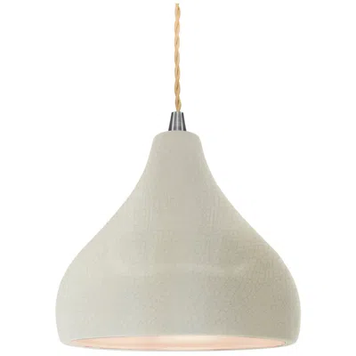 Justice Design 8"w White Crackle Frame Nickel Small Droplet Beige Twisted Led Pendant
