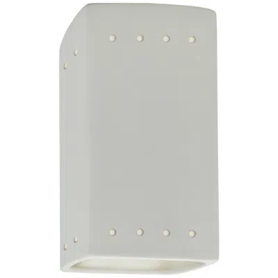 Justice Design 9.5" Ceramic Rectangle Bisque Outdoor Sconce W/ Perfs