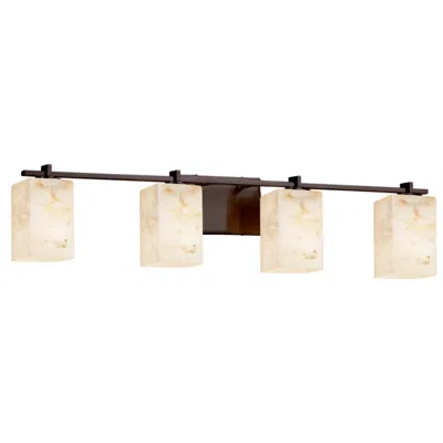 Justice Design Alabaster Rocks! - Era 4-light Square Bath Bar - Flat Rim Shade - Bronze