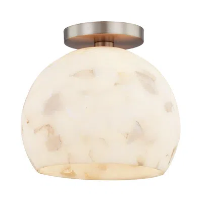 Justice Design Alabaster Rocks! Globe 10" Wide Brushed Brass Ceiling Light