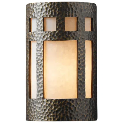 Justice Design Ambiance 12 1/2"h Hammered Brass Closed Ada Outdoor Sconce - Made To Order