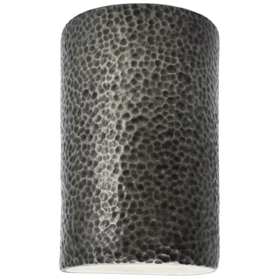 Justice Design Ambiance 12 1/2"h Hammered Pewter Led Outdoor Wall Sconce - Made To Order