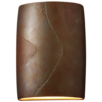 Justice Design Ambiance 12.25" Tierra Red Ada Wide Cylinder Wall Sconce Made To Order