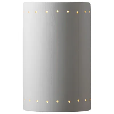 Justice Design Ambiance 12.5" Closed Bisque Large Cylinder W/ Perfs Outdoor Sconce