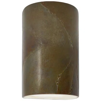Justice Design Ambiance 12.5"h Tierra Red Slate Ada Cylinder Wall Sconce - Made To Order