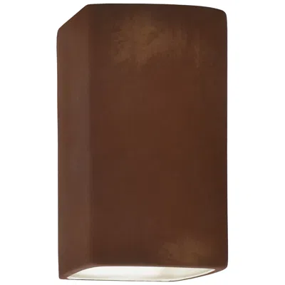 Justice Design Ambiance 13 1/2"h Real Rust Rectangle Closed Ada Wall Sconce Made To Order