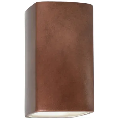 Justice Design Ambiance 13.5"h Antique Copper Rectangle Wall Sconce - Made To Order