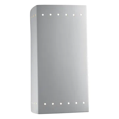 Justice Design Ambiance 13.5"h Bisque Large Perfs Rectangle Closed Top Outdoor Wall S