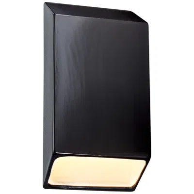 Justice Design Ambiance 14" High Gloss Black Ceramic Modern Led Outdoor Wall Light