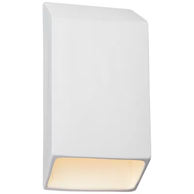 Justice Design Ambiance 14" High Gloss White Ceramic Modern Led Outdoor Wall Light