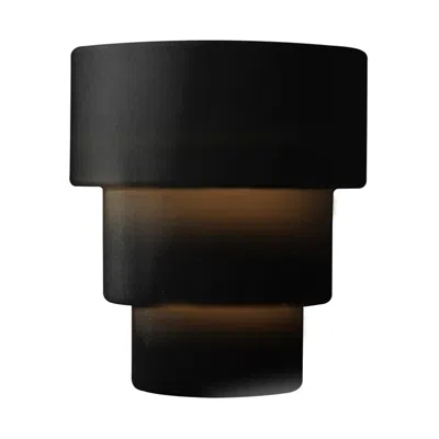 Justice Design Ambiance 14.25" High Carbon Matte Black Large Terrace Outdoor Wall Sconce
