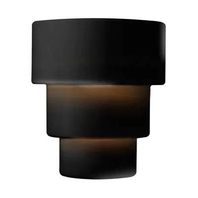 Justice Design Ambiance 14.25" High Gloss Black Large Terrace Wall Sconce