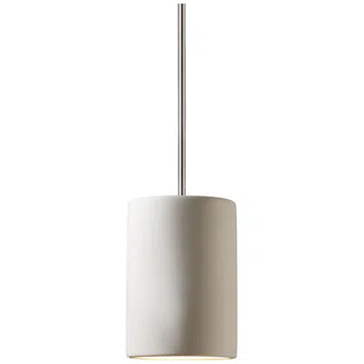 Justice Design Ambiance 7"w Polished Chrome And Bisque Ceramic Mini Pendant