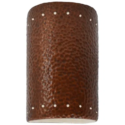Justice Design Ambiance 9 1/2" High Hammered Copper Perfs Ada Wall Sconce - Made To Order