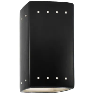 Justice Design Ambiance 9 1/2"h Carbon Black Perfs Rectangle Outdoor Sconce