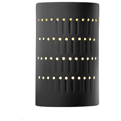 Justice Design Ambiance 9 1/4" High Carbon Matte Black Cylinder Wall Sconce