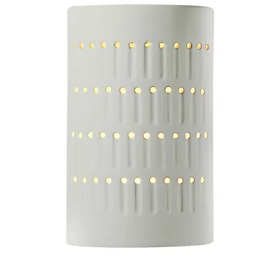 Justice Design Ambiance 9 1/4" High Matte White Cylinder Wall Sconce
