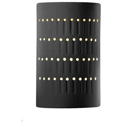 Justice Design Ambiance 9 1/4"h Carbon Black Cylinder Outdoor Wall Sconce